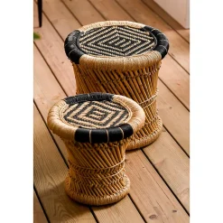 Set de deux tabourets en bambou