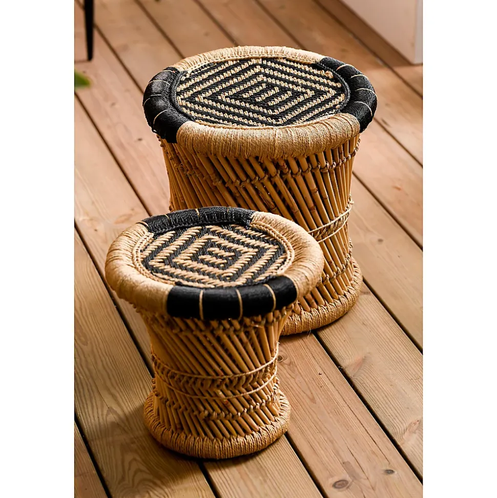 Set de deux tabourets en bambou