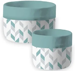 Set de petits 2 paniers de rangement bleu et blanc en polycoton Scandi