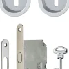 Set pour porte coulissante F94 chromé satiné à clé L - HOPPE - 3947902