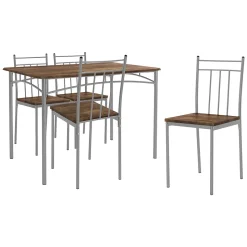 Set table de salle à manger avec 4 chaises 110 cm marron/vintage pieds en acier