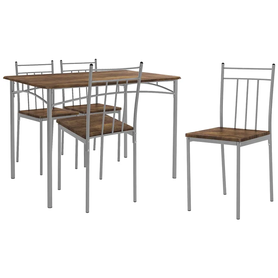 Set table de salle à manger avec 4 chaises 110 cm marron/vintage pieds en acier