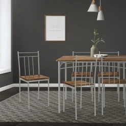 Set table de salle à manger avec 4 chaises 110 cm marron/vintage pieds en acier