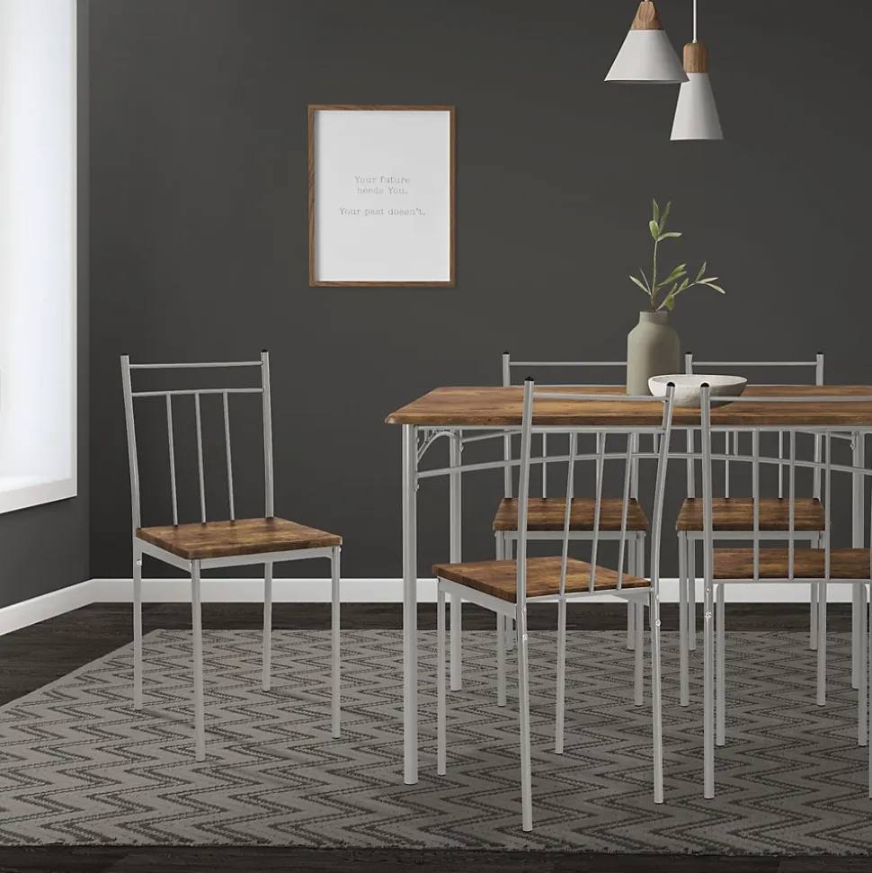 Set table de salle à manger avec 4 chaises 110 cm marron/vintage pieds en acier