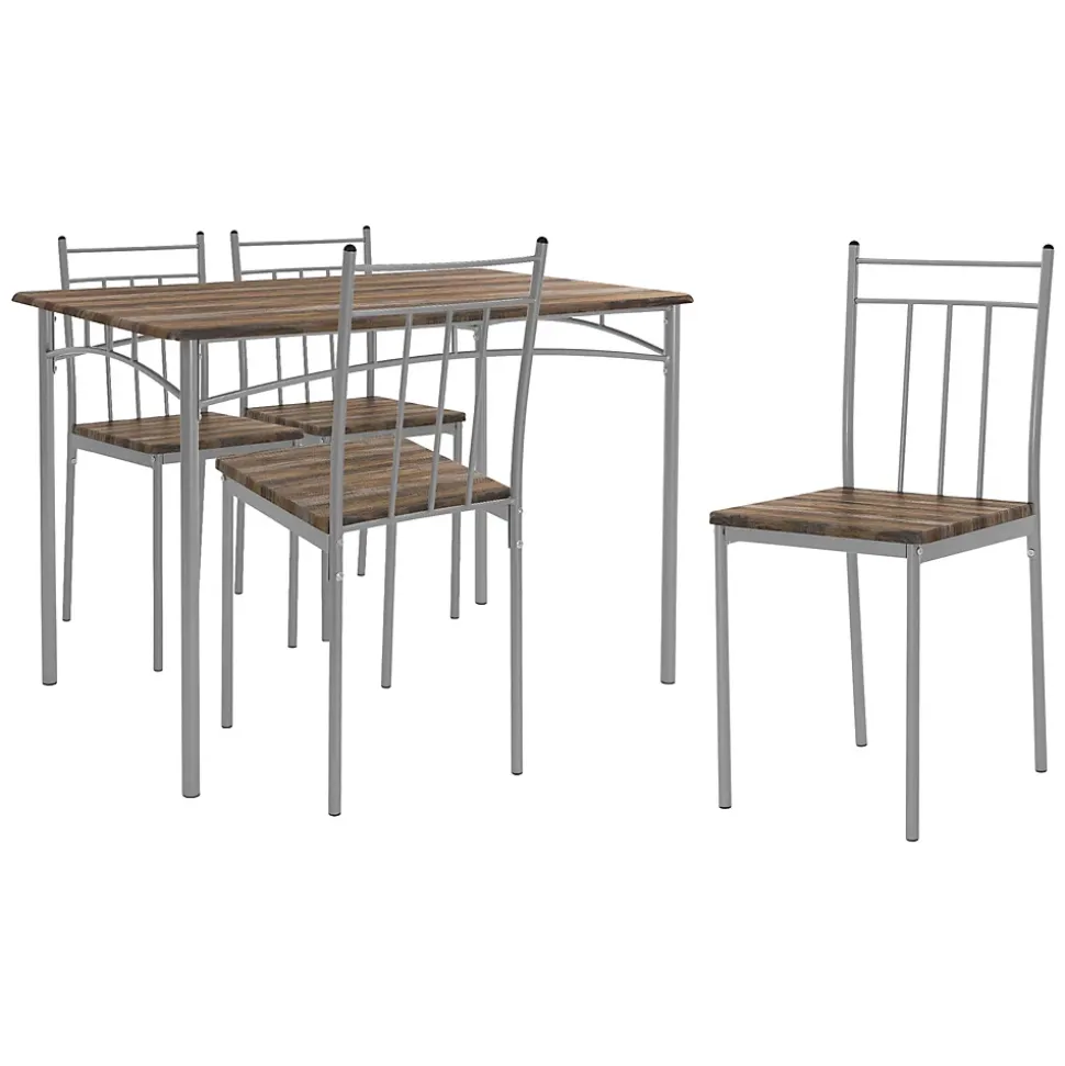 Set table de salle à manger avec 4 chaises 110 cm marron/bois flotté MDF/acier