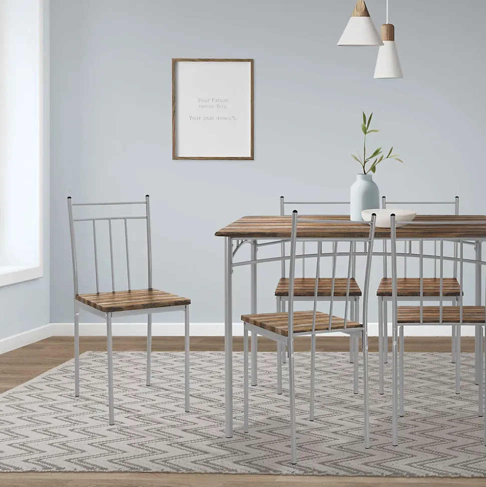 Set table de salle à manger avec 4 chaises 110 cm marron/bois flotté MDF/acier