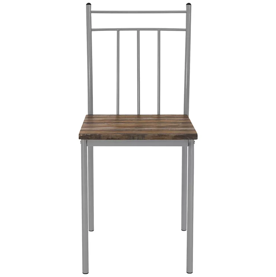 Set table de salle à manger avec 4 chaises 110 cm marron/bois flotté MDF/acier