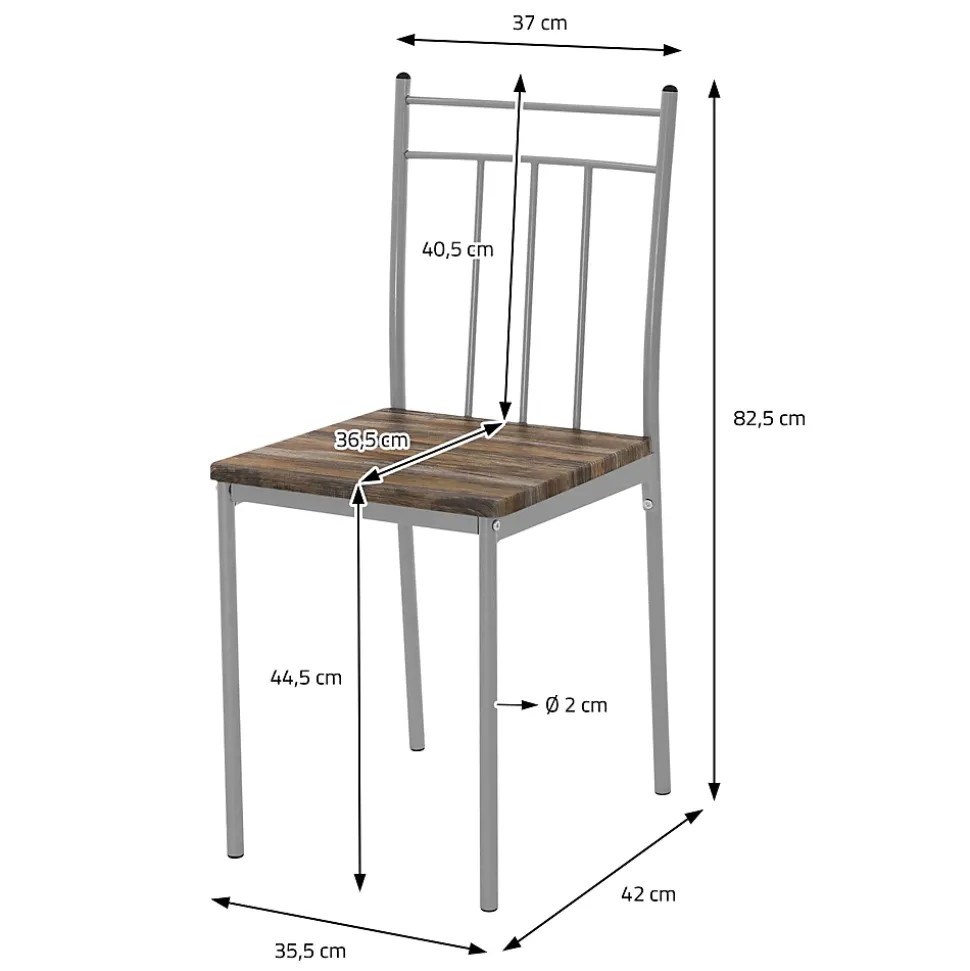 Set table de salle à manger avec 4 chaises 110 cm marron/bois flotté MDF/acier