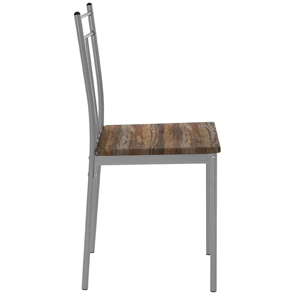 Set table de salle à manger avec 4 chaises 110 cm marron/bois flotté MDF/acier