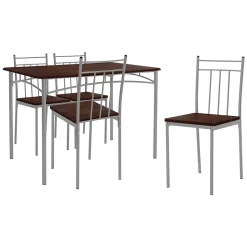 Set table de salle à manger avec 4 chaises 110 cm marron/chêne foncé MDF/acier