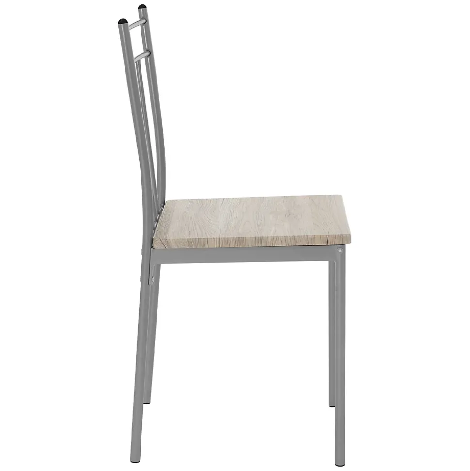 Set table de salle à manger avec 4 chaises 110 cm chêne clair pieds en acier