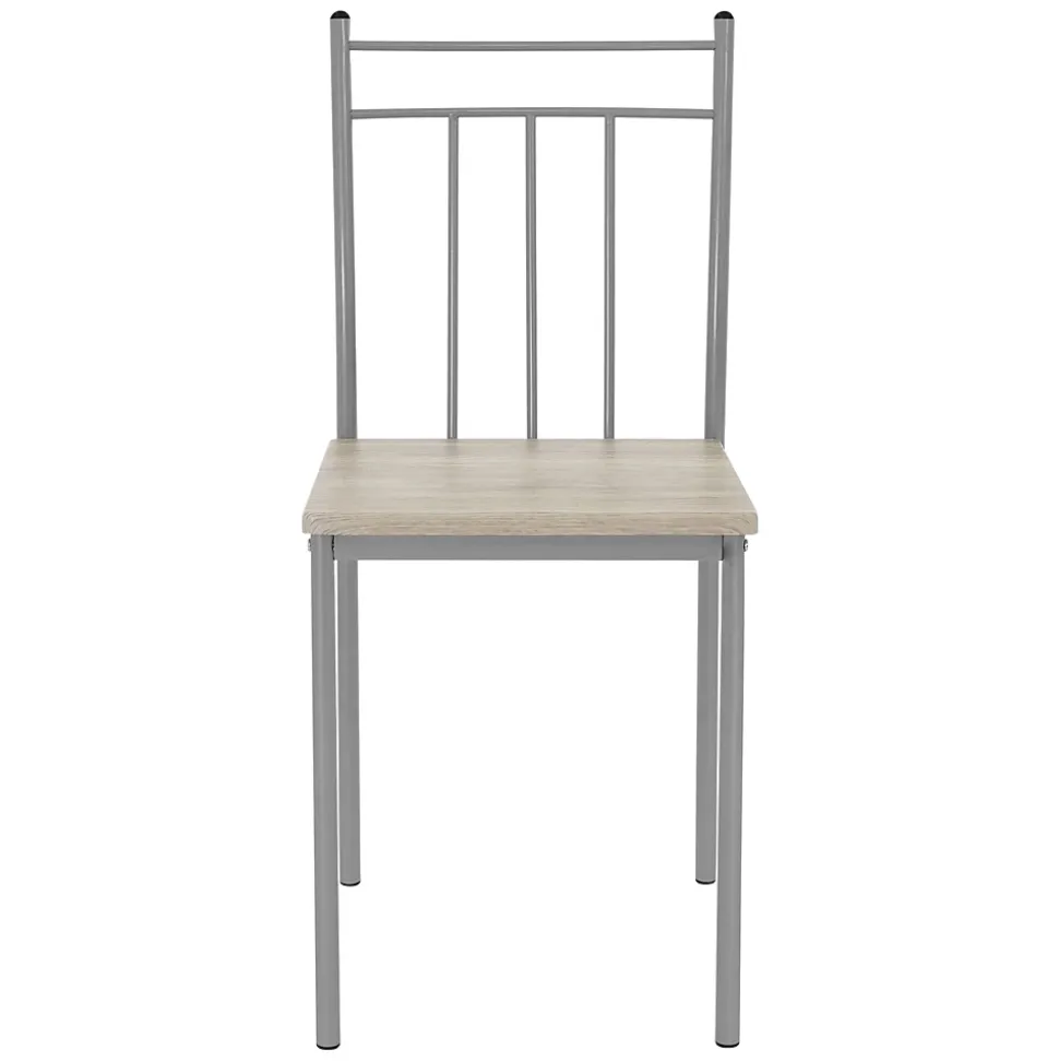 Set table de salle à manger avec 4 chaises 110 cm chêne clair pieds en acier