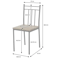 Set table de salle à manger avec 4 chaises 110 cm chêne clair pieds en acier