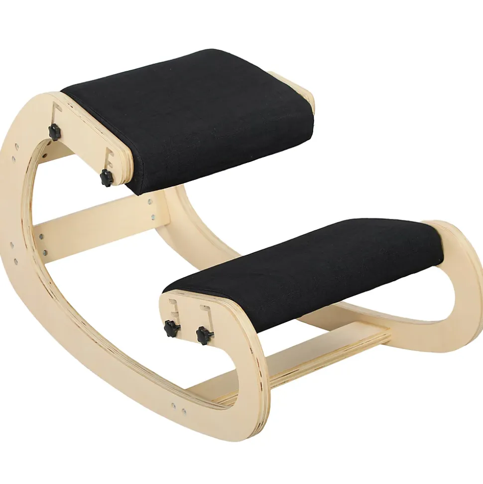 Siège ergonomique - siège assis-genoux - chaise assis genoux grand confort - bois bouleau tissu noir