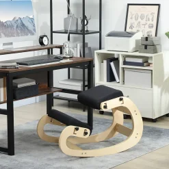Siège ergonomique - siège assis-genoux - chaise assis genoux grand confort - bois bouleau tissu noir
