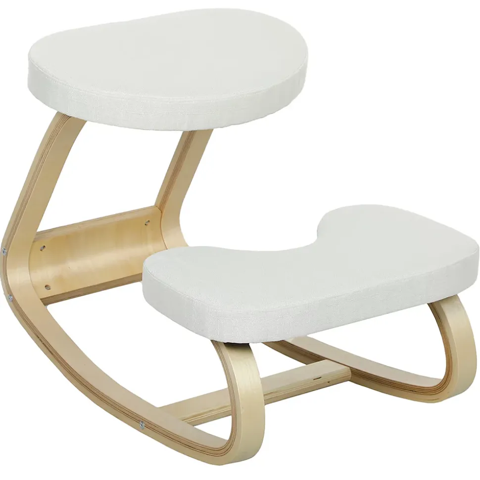 Siège ergonomique - siège assis-genoux - chaise assis genoux grand confort - bois bouleau tissu beige clair