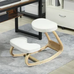 Siège ergonomique - siège assis-genoux - chaise assis genoux grand confort - bois bouleau tissu beige clair
