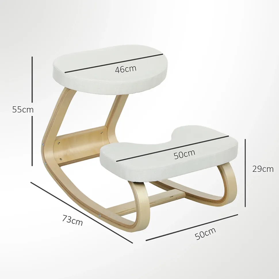 Siège ergonomique - siège assis-genoux - chaise assis genoux grand confort - bois bouleau tissu beige clair