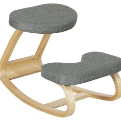 Siège ergonomique - siège assis-genoux - chaise assis genoux grand confort - bois bouleau tissu gris