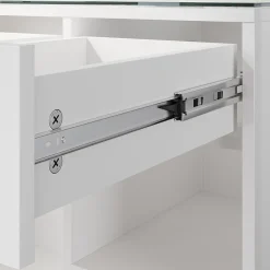 SIRHONA Coiffeuse Blanche 90x44x77cm + Bureau Multi-fonctions + Rangement Spacieux + Plateau en verre