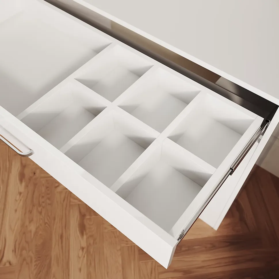 SIRHONA Coiffeuse Blanche 120x40x75cm + Bureau multifonctionnel + Espace de Rangement Extra + Avec Tiroirs de Cloison