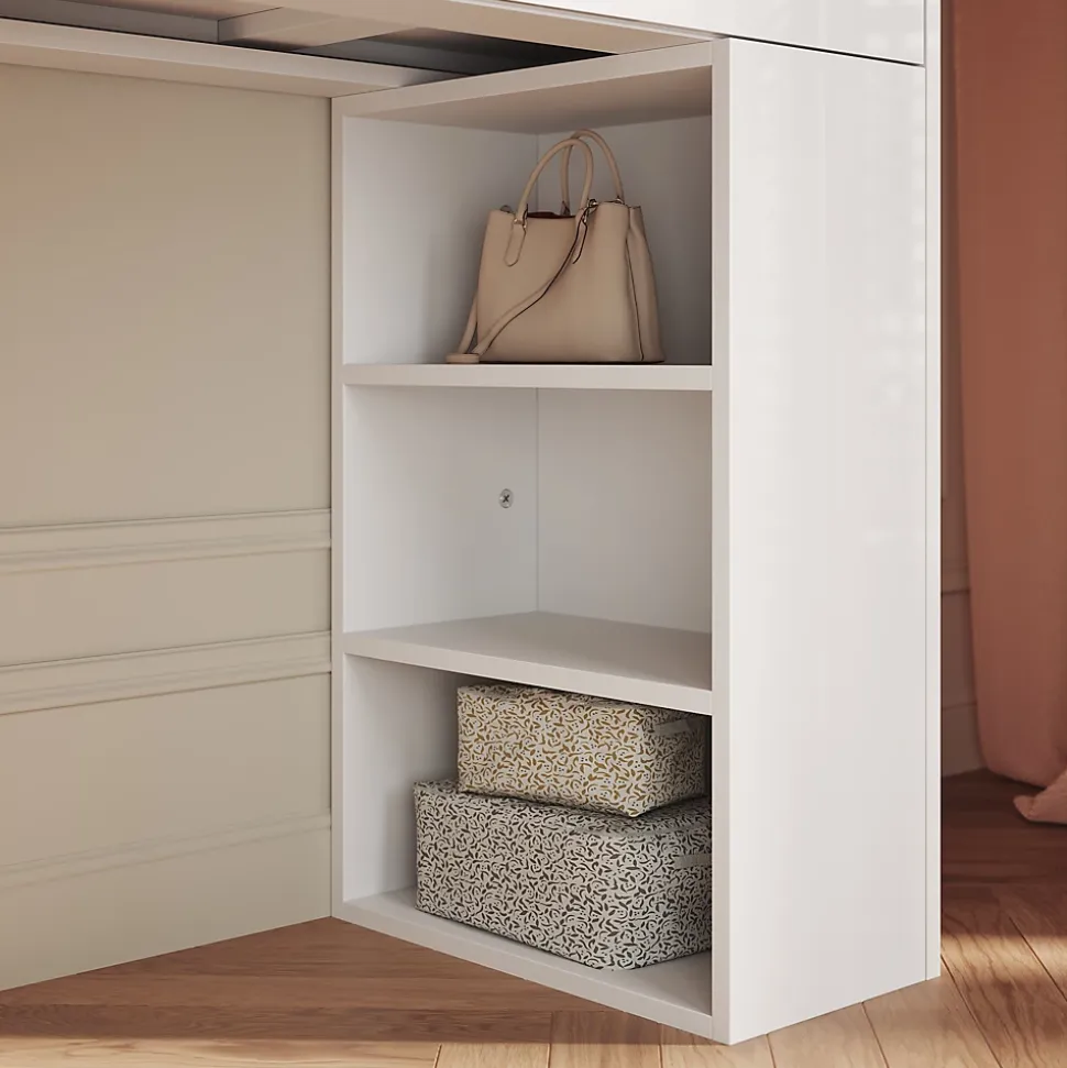 SIRHONA Coiffeuse Blanche 120x40x75cm + Bureau multifonctionnel + Espace de Rangement Extra + Avec Tiroirs de Cloison