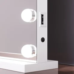 SIRHONA Ensemble de Maquillage - 1x Coiffeuse Blanche 90x44x77cm + 1x Miroir LED 58x45x12cm