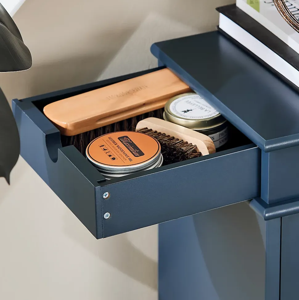 SoBuy Armoire à Chaussures avec 4 Abattants, Range-Chaussures 16 Paires, Bleu, 105x24x83 cm, FSR79-B