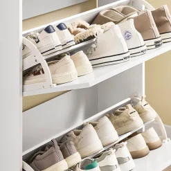 SoBuy Armoire à Chaussures 2 Abattants, Range 12 Paires, Blanc 75x24x96 cm