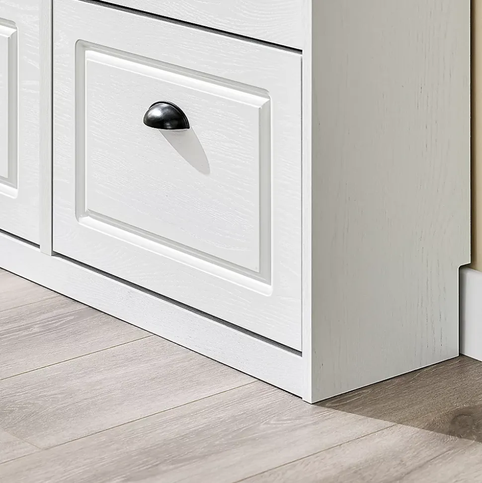 SoBuy Armoire à Chaussures 4 Portes, Range 16 Paires Effet Bois Vieilli Blanc