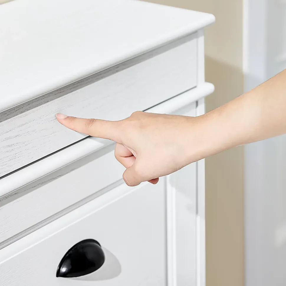 SoBuy Armoire à Chaussures 4 Portes, Range 16 Paires Effet Bois Vieilli Blanc