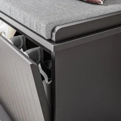 SoBuy Banc à Chaussures avec Assise et 2 Abattants, Noir, Capacité 158 kg