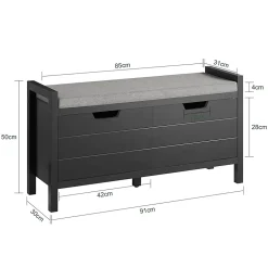 SoBuy Banc de Rangement à Chaussures avec 1 Tiroir Noir 91x30x50cm Fonctionnel FSR63-II-SCH