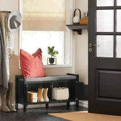 SoBuy Banc de Rangement à Chaussures avec 1 Tiroir Noir 91x30x50cm Fonctionnel FSR63-II-SCH