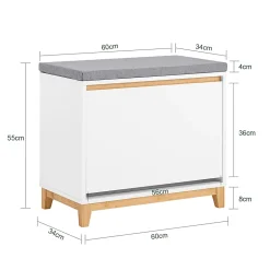 SoBuy Banc de Rangement à Chaussures avec Abattant Réglable et Coussin, 115kg