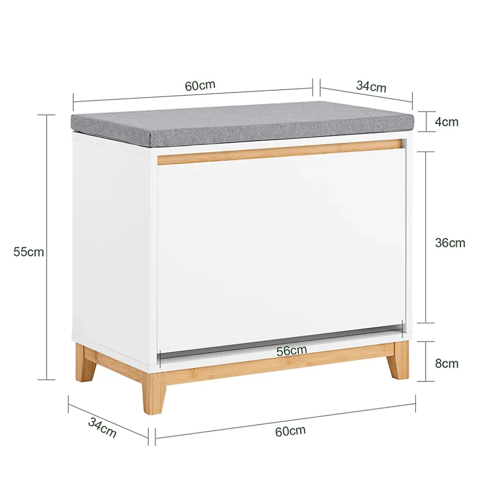 SoBuy Banc de Rangement à Chaussures avec Abattant Réglable et Coussin, 115kg