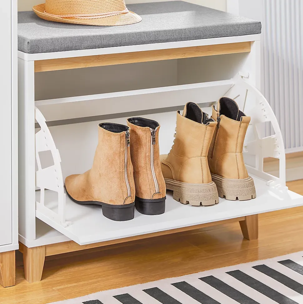 SoBuy Banc de Rangement à Chaussures avec Abattant Réglable et Coussin, 115kg