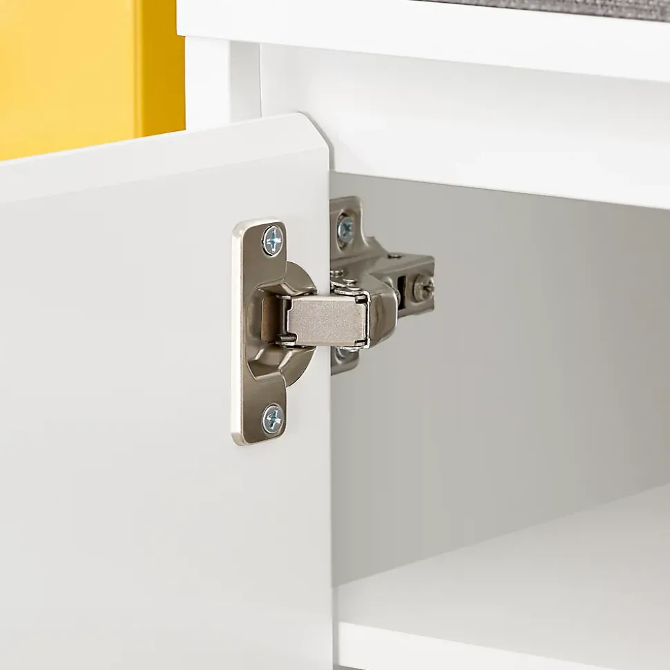 SoBuy Banc d'Entrée avec 2 Coussins, 2 Portes et Tiroir - Blanc - 100x35x42cm - FSR172-W