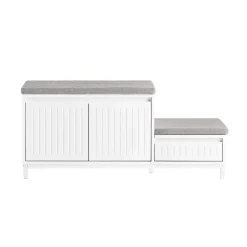 SoBuy Banc d'Entrée avec 2 Coussins, 2 Portes et Tiroir - Blanc - 100x35x42cm - FSR172-W