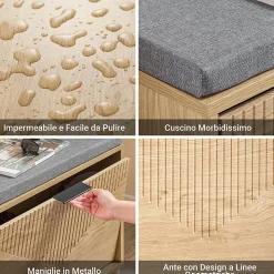 SoBuy Banc d'Entrée avec Coussin et Rangement Caché pour Chaussures, en Bois, 60x24x50cm, FSR199-N