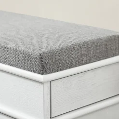 SoBuy Banc d'Entrée avec Rangement à Abattant, Coussin, Bois Vieilli Blanc 75x24x51cm 180kg