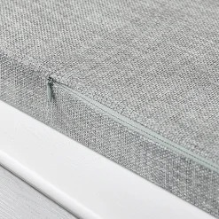 SoBuy Banc d'Entrée avec Rangement à Abattant, Coussin, Bois Vieilli Blanc 75x24x51cm 180kg