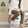 SoBuy Banc Rangement Chaussures 2 Abattants avec Coussin Amovible Effet Bois Vieilli Blanc