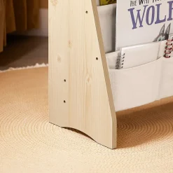 SoBuy Bibliothèque Enfant avec 4 Compartiments et 3 Poches en Tissu Naturel 63x28x76 cm KMB50-N