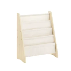 SoBuy Bibliothèque Enfant avec 4 Compartiments et 3 Poches en Tissu Naturel 63x28x76 cm KMB50-N