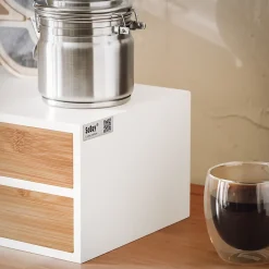 SoBuy Boîte de Rangement pour Capsules de Café en MDF de Bambou à 2 Tiroirs Organisateur de Bureau FRG180-WN