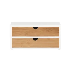 SoBuy Boîte de Rangement pour Capsules de Café en MDF de Bambou à 2 Tiroirs Organisateur de Bureau FRG180-WN