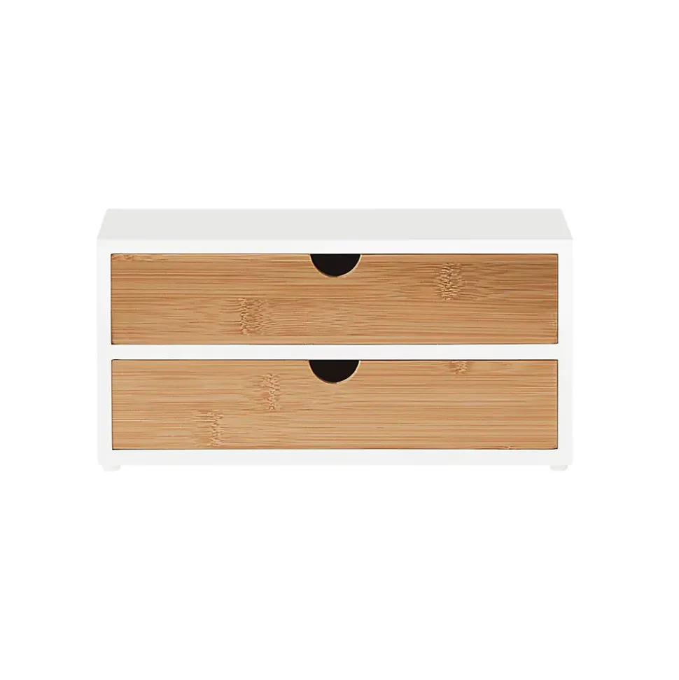 SoBuy Boîte de Rangement pour Capsules de Café en MDF de Bambou à 2 Tiroirs Organisateur de Bureau FRG180-WN