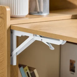 SoBuy Bureau Gaming Pliable avec Rangement, Table Multifonctionnelle Rabattable en Bois Naturel