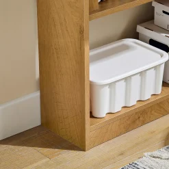 SoBuy Bureau Gaming Pliable avec Rangement, Table Multifonctionnelle Rabattable en Bois Naturel